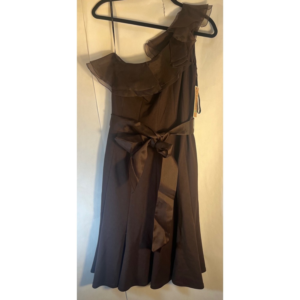 NUE by‎ Shani One Shoulder Brown Lines Dress Size 8 Nordstrom MSRP $320